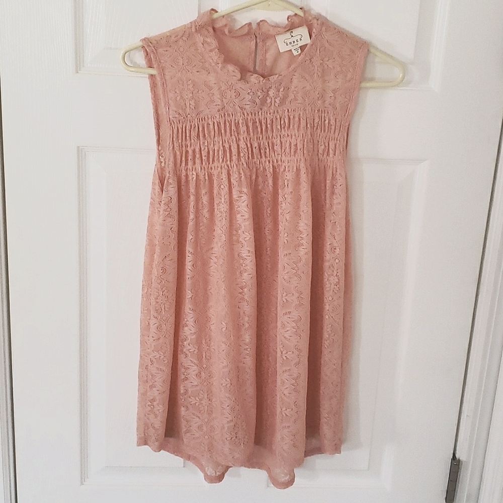 Sheer blouse, Ember Missy brand, Med, pink